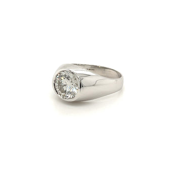 Diamant rond de 2,6 carats cultivé en laboratoire, serti clos en or blanc 14K, Bague solitaire pour homme – Assay Jewelers