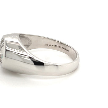 Bague solitaire homme en or blanc 14K, diamant de laboratoire taille ronde 2.6 carat, serti clos – Assay Jewelers