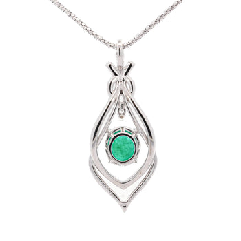 2.81 Carat Cabochon Emerald and Diamond Nouveau Pendant Necklace – Assay Jewelers