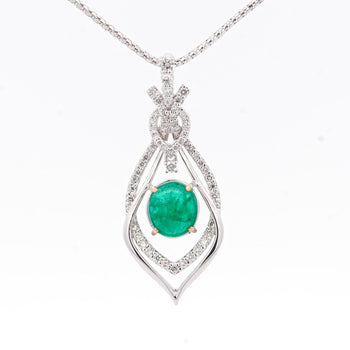 2.81 Carat Cabochon Emerald and Diamond Nouveau Pendant Necklace – Assay Jewelers