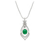 2.81 Carat Cabochon Emerald and Diamond Nouveau Pendant Necklace