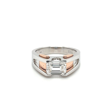 Bague pour homme en diamant synthétique taille émeraude de 2,87 carats, or rose/blanc bicolore – Assay Jewelers