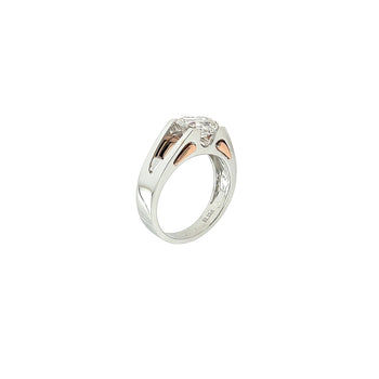 2,87 carats Bague homme en diamant de synthèse taille émeraude, or bicolore rose/blanc – Assay Jewelers
