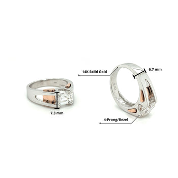 Bague homme en diamant de synthèse taille émeraude de 2,87 carats en or rose/ blanc bicolore – Assay Jewelers