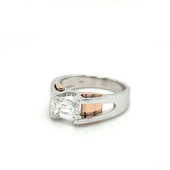 Bague homme en diamant de laboratoire taille émeraude de 2.87 Carat, or rose/blanc bicolore – Assay Jewelers