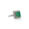 2.97 Carat Emerald Cut Emerald & Diamond Halo 18K White Gold Vintage-Style Ring