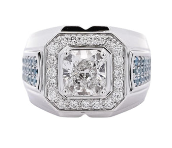3 Carat Radiant Cut G/VS2 Lab Grown Diamond 14K White Gold Men's Ring – Assay Jewelers