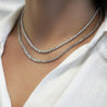 3 Carat Round Diamond Platinum Graduated Tennis Necklace