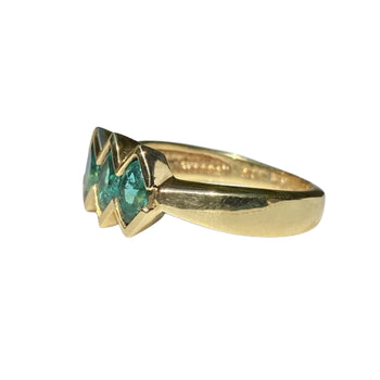 3-Stone Marquise Cut Emerald in 14k Solid Yellow Gold Ring – Assay Jewelers