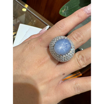 36.40 Carat Ceylon Star Cabochon Sapphire and Diamond GRS Certified 18K Ring – Assay Jewelers