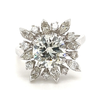 3.01 Carat Round Cut Lab Grown Diamond Ring With Marquise Cut Diamond Halo – Assay Jewelers