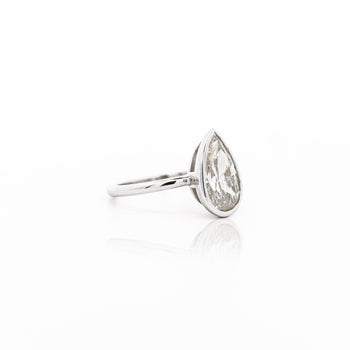 3.09 Carat Diamond Pear-Cut Bezel Set White Gold Solitaire Engagement Ring – Assay Jewelers