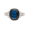 3.10 Carat Blue Sapphire and Diamond with Filigree Split Shank Band Ring