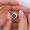 3.21 Carat Oval Cut Blue Sapphire and Diamond in Platinum Ring