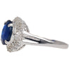 3.21 Carat Oval Cut Blue Sapphire and Diamond in Platinum Ring