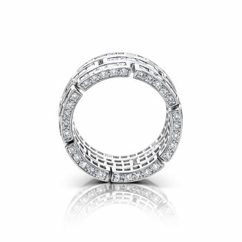 3.25 Carat Carre Square Diamond 18K White Gold 3 Row Brick Pattern Band Ring – Assay Jewelers