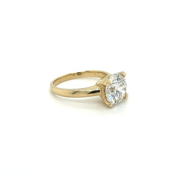 Ring solitario con diamante coltivato in laboratorio taglio rotondo F/VS2 da 3,40 carati in oro giallo 14K – Assay Jewelers