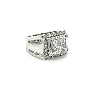 Bague cluster homme en diamant de laboratoire 3.41 Carat en or blanc 18K – Assay Jewelers