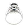 3.62 Carat Oval Blue Sapphire and Diamond Halo Platinum Split Ring