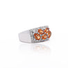 3.75 Carat Pear-Cut Orange Sapphire and Diamond Cluster 14K Gold Ring