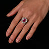 3.80 Carat Oval Cut No Heat Burma Ruby Ring With Round Diamond Halo in Platinum