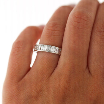 3.95 Carat Emerald Diamond Channel Set Platinum 950 Full Eternity Wedding Band – Assay Jewelers