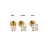 3mm Diamond 14K Gold Flat Back Single Stud Earring