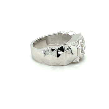 Bague homme en platine, diamant de laboratoire taille octogone 4 carats, serti clos – Assay Jewelers