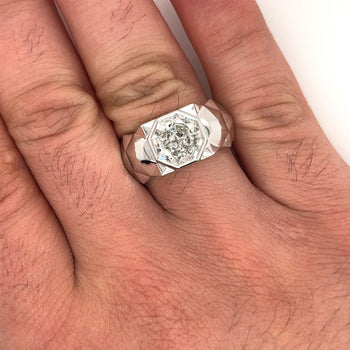 Bague pour homme en platine, sertie clos, diamant de laboratoire taille octogone 4 carats – Assay Jewelers