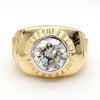 4 Carat Round Solitaire Diamond 18K Gold Fluted Bezel Mens Ring