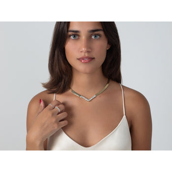 Collier ras du cou herringbone en or 14K avec diamants marquise totalisant 4 carats – Assay Jewelers