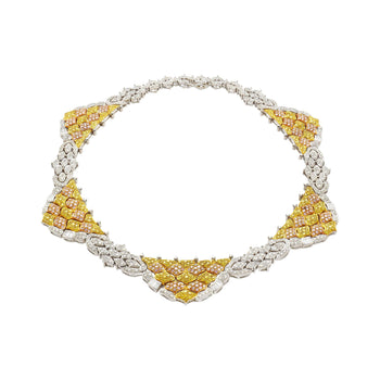 43 Carat 3 Tone Gold & Diamond Pave Necklace and Earring Set – Assay Jewelers