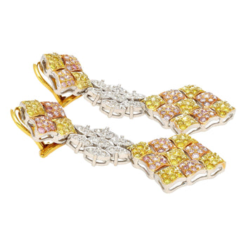 43 Carat 3 Tone Gold & Diamond Pave Necklace and Earring Set – Assay Jewelers