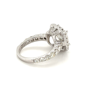 4.03 Carat Cushion Cut Lab Diamond Halo Ring 14K White Gold – Assay Jewelers
