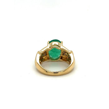 4.14 Carat Oval Cut Natural Emerald and Diamond Ring in 18K Yellow Gold – Assay Jewelers