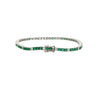 4.26 Carat Emerald and Diamond Tennis 4 Prong Bracelet In 14K Gold