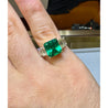 4.26 Carat Vivid Green Colombian Muzo Mine Emerald & Emerald Cut Side Diamond Ring