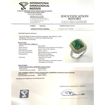 4.49 Carat Sugarloaf Cabochon Cut Colombian Emerald and Diamond Halo Ring in 18k White Gold – Assay Jewelers