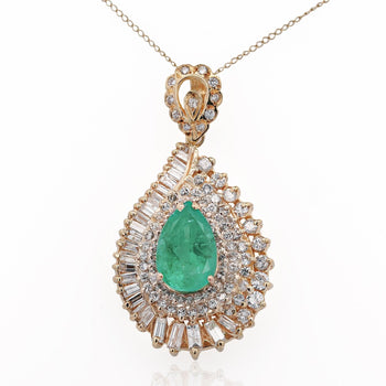 4.5 Carat Pear Cut Colombian Emerald & Diamond 18K Pendant Necklace – Assay Jewelers