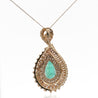 4.5 Carat Pear Cut Colombian Emerald & Diamond 18K Pendant Necklace