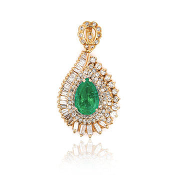 4.5 Carat Pear Cut Colombian Emerald & Diamond 18K Pendant Necklace – Assay Jewelers