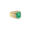 4.60 Carat Natural Colombian Emerald & Baguette Diamonds in 14K Yellow Gold Unisex Ring