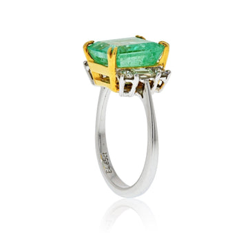 4.65 Carat Emerald Cut Colombian Emerald Ring in Thin 18k White and Yellow Gold Ring – Assay Jewelers