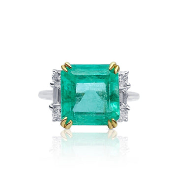 4.65 Carat Emerald Cut Colombian Emerald Ring in Thin 18k White and Yellow Gold Ring – Assay Jewelers
