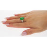 4.76 Carat Jadeite Jade with Trapezoid Cut Yellow Diamond Side Stone Ring in 18k White Gold