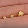 4mm 14K Gold Diamond Cut Hexagon Stud Earrings On Screw Back