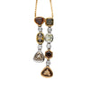 5 Carat Fancy Multicolor Diamond in 18K Two Tone Gold Dual Drop Pendant Necklace