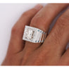 5 Carat Radiant Cut White and Blue Lab Grown Diamond Mens Ring