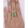 5.03 Carat Natural Jade and diamond Filigree Cathedral Platinum Ring