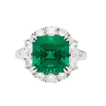 5.20 carat Minor Oil Colombian Emerald and Diamond Halo Ring – Assay Jewelers